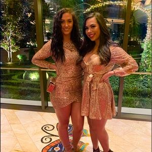 Le chateau long sleeve gold dress